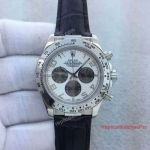 Wholesale and Retail Replica Rolex Cosmograph Daytona SS White Arabic Leather Watch